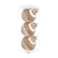 05031399 Набор шаров 3 шт, шампань, 8 см, полимер, шелк