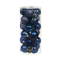 05031391 Елочный шар 24 шт, темно-синий, 6 см, пластик