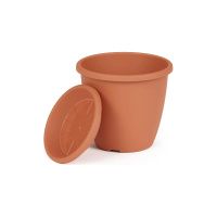 04Го8608 Горшок цветочный Афина 1,1 л с поддоном (корич.)