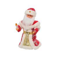 05031379 Фигурка декоративная полиэстер, Дед Мороз, 30 см, движение, музыка, на батарейках 3АА, красная