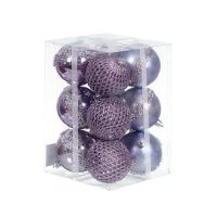 05031398 Елочный шар 12 шт, лавандовый, 8 см, пластик