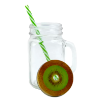 Банка с ручкой, крышкой и трубочкой 490 мл, цвета МИКС (24)