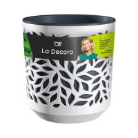 ГоВМ4028 Кашпо Leaves (8л.) Цв. Белый-Антрацит (Арт. КШ-5834)(1х6)