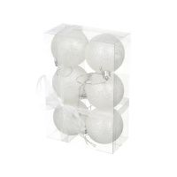 05031395 Елочный шар 6 шт, белый, 6 см, пластик, блестящий