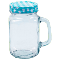 Кружка Квадратная 0,49 л, с крышкой Набор Коктейль Ткань голубая (W19111 -F2) (24)(1728)