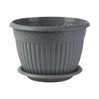 ГоВМ3846 Кашпо с блюдцем Византия (15л) Цв. Серый жемчуг (Арт. КШ-1177)(1х8)