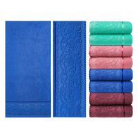 1478 Полотенце гладкокрашеное жаккардовое махровое, 100% хлопок рис. Гербера J-207, размер 70 х 140 см, п