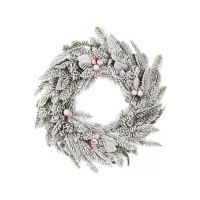 05051322 Венок рождественский 30 см, с ягодами, заснеженный