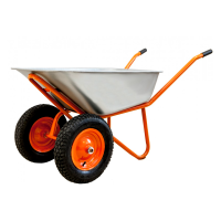 01048248 Тачка строительная оцинкованная 2-х колесная , пневмоколесо, 120 л., 250 кг,кузов 0,8 мм