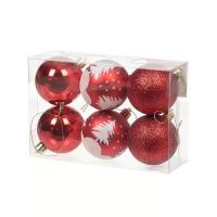 05031394 Елочный шар 6 шт, красный, 6 см, пластик