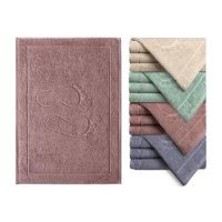 1606 Полотенце махровое гладкокрашеное жаккардовое, 100% хлопок, рис. Ноги J-326, размер 50х70 см, плотное