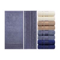 1635 Полотенце гладкокрашеное жаккардовое махровое, 100% хлопок рис.Греческий узор  J-038, размер 100 х 1