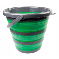 Ведро силиконовое складное с ситом,10л (зеленое-черное)