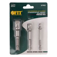 07FI7039 Адаптеры под головки с хвостовика U-типа под биты, набор 3 шт., CrV сталь