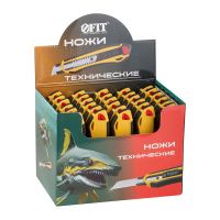 07FI6868 Нож технический 18 мм усиленный прорезиненный, 2-х сторонняя автофиксация, шоу-бокс