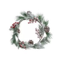 05051320 Венок новогодний 45 см, заснеженный,  с декором