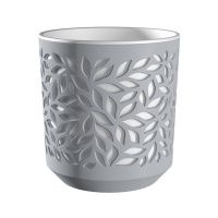 ГоГо7889 Кашпо Leaves (8л.) Цв. Серый-Белый (Арт. КШ-5835)