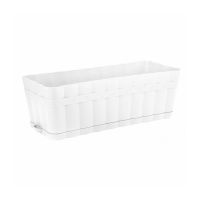 Ящик для цветов прямоугольный с поддоном Изюминка 6 л (белый)