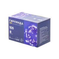 05011306 Гирлянда 100 ламп, 5 м, 8 режимов, фиолетовый, прозрачная, в помещении, сетевая, LED