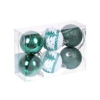 05031392 Елочный шар 6 шт, зеленый, белый, 6 см