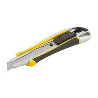 07FI9001 Нож технический 18 мм усиленный прорезиненный, 2-х сторонняя автофиксация, металл. корпус, Профи