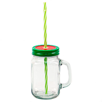 Кружка Квадратная 0,49 л, в комп, с кры. и трубочкой Набор Коктейль Арбуз (W19111т -F2) (24)(1728)