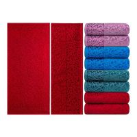 1568 Полотенце гладкокрашеное жаккардовое  махровое, 100% хлопок рис. Лето JV-297, размер 50 х 90 см, пло