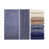 1632 Полотенце гладкокрашеное жаккардовое махровое, 100% хлопок рис.Греческий узор  J-038, размер 35 х 70