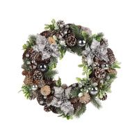 05051323 Венок рождественский 35 см, с пуансеттией