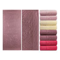 1575 Полотенце гладкокрашеное жаккардовое  махровое, 100% хлопок рис. Сальса J-276, размер 70 х 140 см