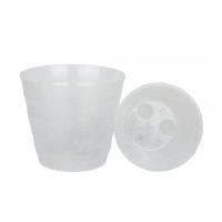 ЛР 14-00 Лаура 1,4 л Прозрачно-прозрачный пластиковый горшок d.14,5 h.13 с вкладкой 18 шт-коробка