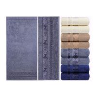 1634 Полотенце гладкокрашеное жаккардовое махровое, 100% хлопок рис.Греческий узор  J-038, размер 70 х 14