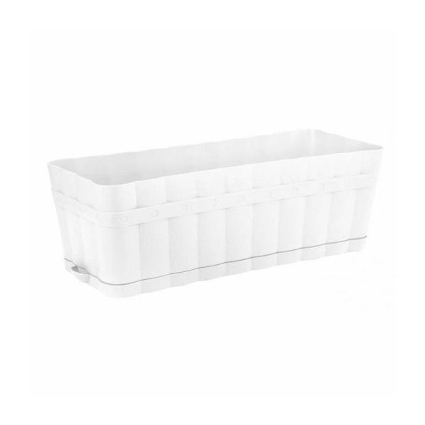 Ящик для цветов прямоугольный с поддоном Изюминка 6 л (белый)
