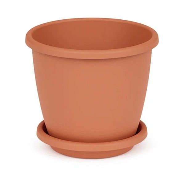 04Го8610 Горшок цветочный Афина 11,0 л с поддоном (коричневый)