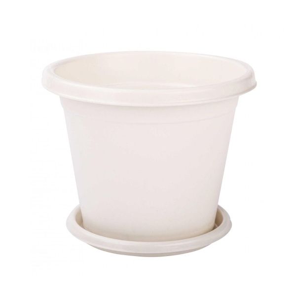 04Го9006 Горшок цветочный Эконом 3,0 л с поддоном (белый)