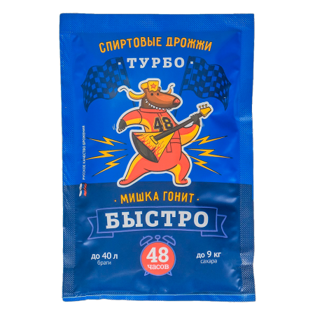 03081391 Спиртовые турбо дрожжи Мишка гонит Быстро 48 часов, 130 г