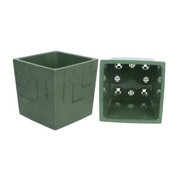 КВ25-32 КВАДРО  НЕФРИТ пласт.горш.  с вкладкой, д.25 н.25   13л. (3)