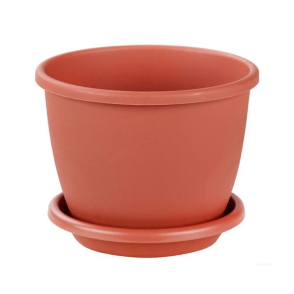 04Го8606 Горшок цветочный Афина 0,5 л с поддоном (корич.)