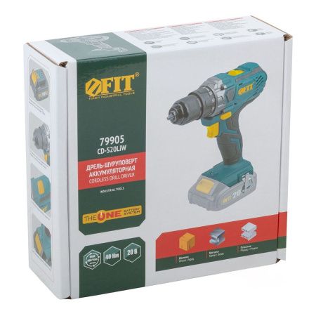 07FI7124 Дрель-Шуруповерт акк. 20 В; 0-400-1400 об-мин; 40 Нм; 1,4 кг; рез. накл., без АКБ; коробка