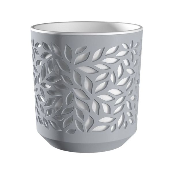 ГоГо7889 Кашпо Leaves (8л.) Цв. Серый-Белый (Арт. КШ-5835)