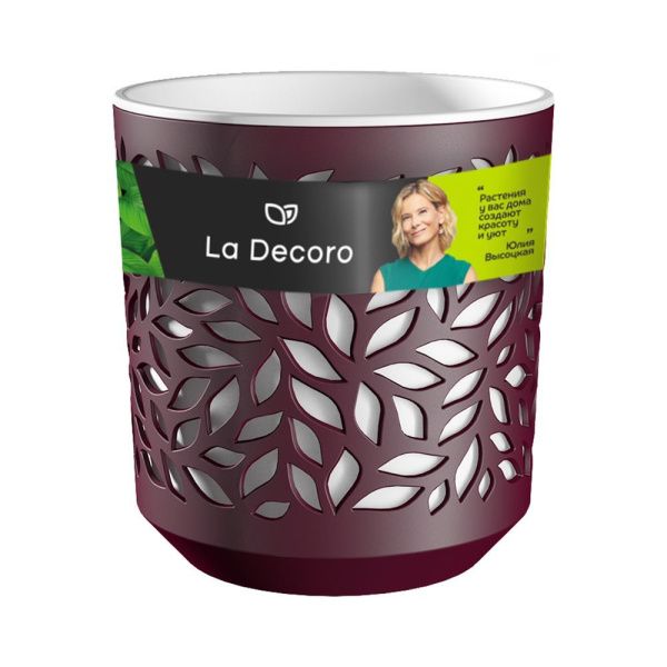 ГоВМ4021 Кашпо Leaves (2,5л.) Цв. Бордо-Белый (КШ-9575)(1х12)