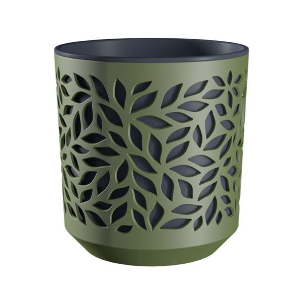 ГоГо7888 Кашпо Leaves (8л.) Цв. Оливка-Антрацит (Арт. КШ-5837)
