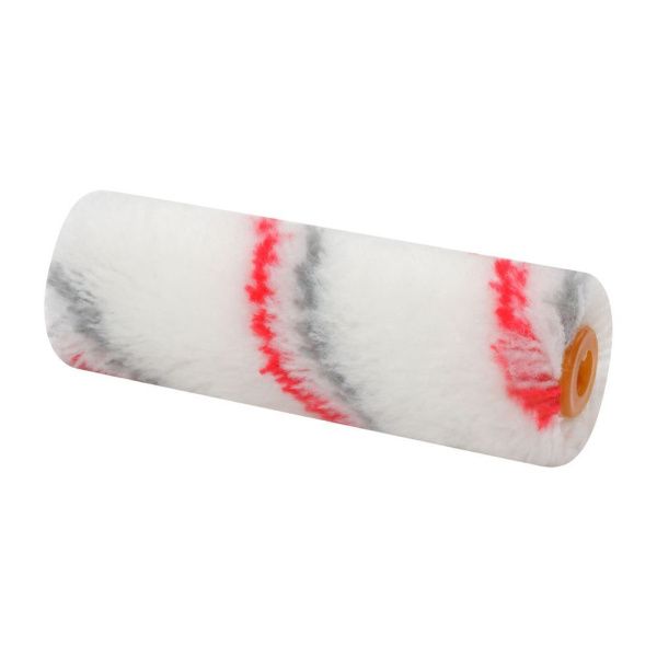 07FI6783 Ролик полиакрил. мини Профи, белый с серой и красной полосками, диам.15-35 мм, ворс 10 мм, 100 мм