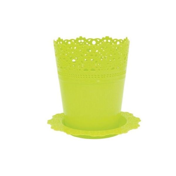 3310 Кашпо с подставкой АЖУР, диаметр 185 мм, высота 230 мм (цвет салатовый