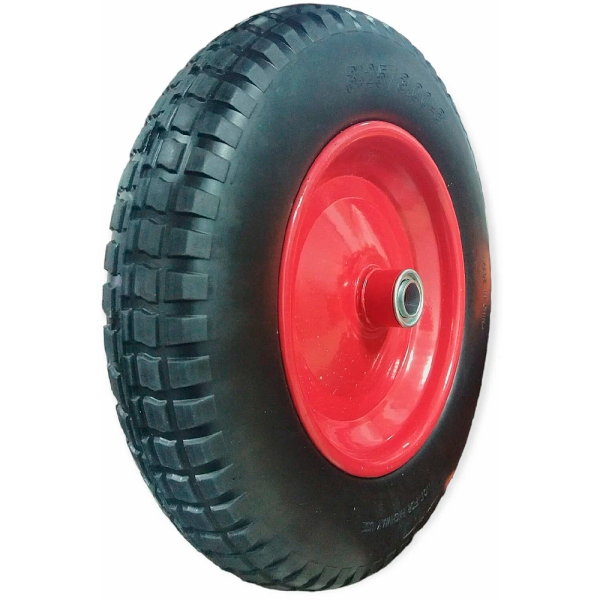 Колесо полиуретановое 14х3,25-8 с подшипником д.20 мм для строительной 2-х колесной тачки