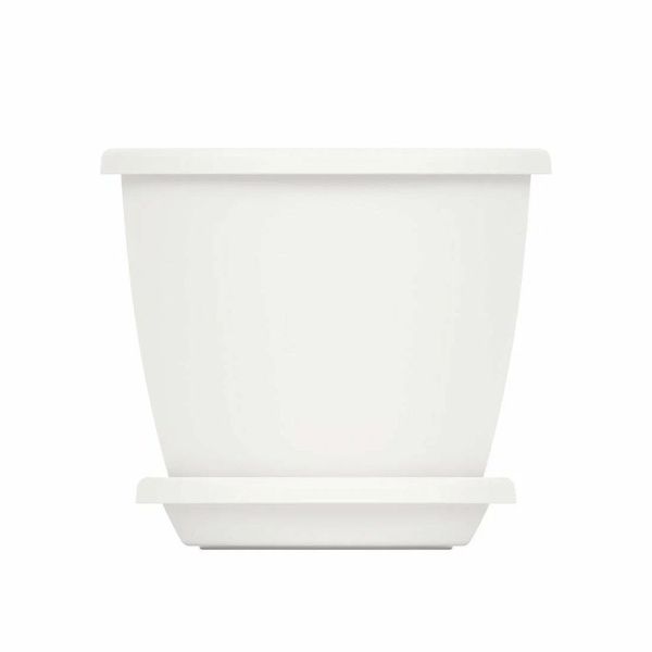 04Го8607 Горшок цветочный Афина 1,1 л с поддоном (белый)