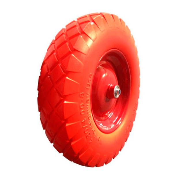 Колесо полиуретановое 16х4,00-8 с подшипником д.12 мм для строительной 1-но колесной тачки