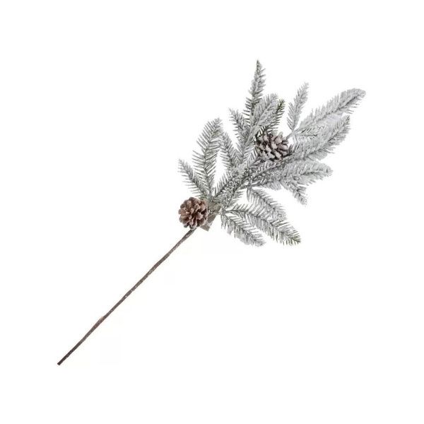 05051332 Ветка декоративная 65 см, еловая, заснеженная, с декором