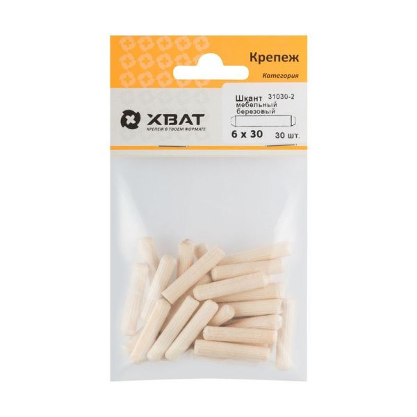 FI018086 Шкант мебельный 6 х 30 березовый  (фасовка 30 шт.)