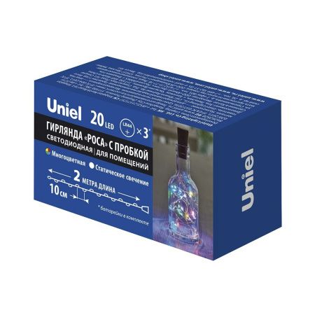 05010930 ULD-S0200-020-SСR-3LR MULTI IP20 WINESTOPPER Гирлянда светод Роса с пробкой на бат 3 LR44(в-к), 2м